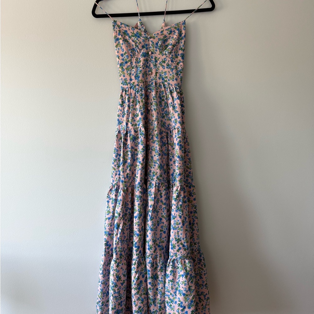 Floral Maxi Dress in Pink and Blue
